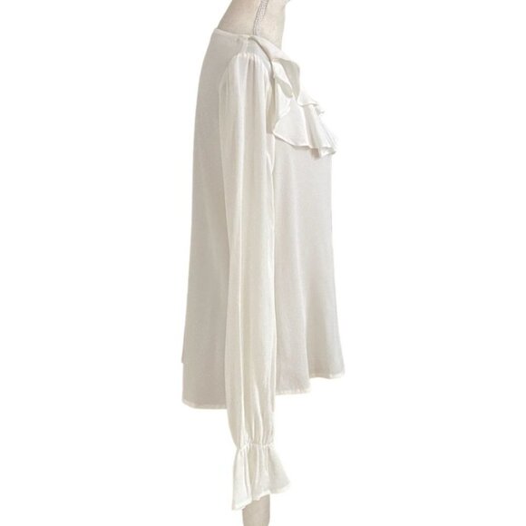 NWOT FOR LOVE & LEMONS WHITE RUFFLE BELL SLEEVES BLOUSE - M - Picture 2 of 11